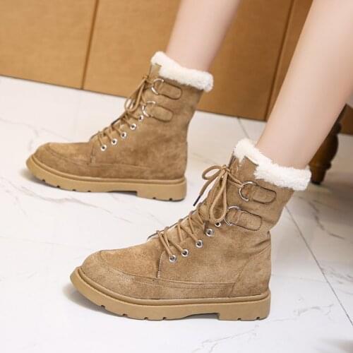 Women Martin Boots Winter Keep Warm Quality Mid-Calf Snow Boots Ladies Lace-Up Comfortable Waterproof Booties Chaussures Femme