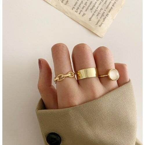 Fashion Simple Design Chain Ring Vintage Silver Joint Rings Sets for Women Jewelry Korean Version Joint Rings 2021 New