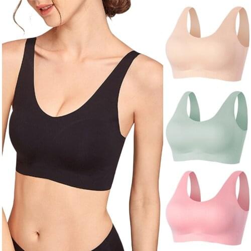 Women Simple Ice Silk Thin Invisible Daily Bra 3D Seamless Hemming Non-Marking Edge Smooth Side Support Sport Sleeping Bralette