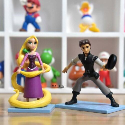 12PCS 9-9.5cm Disney yellow long hair beautiful princess prince Laide cartoon boy hand made model decoration toy cake decoration