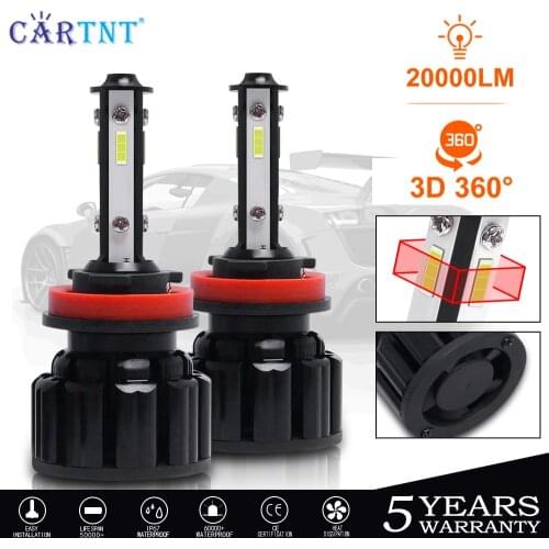 CarTnT 2PCS Car Headlights Bulb LED H4 H7 H11 H8 H13 9012 H9 HB3 9005 HB4 9006 9004 9007 Bulbs 20000Lm 120W 6000K Diode Fog Lamp