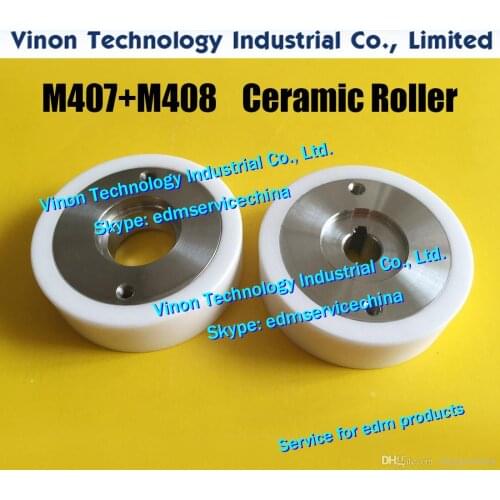 2pcs) M407+M408 EDM Pinch Roller+Capstan Roller Set D57x18t (White Ceramic type) X058D340G51+X058D339G51 for Mitsubishi DWC-FX