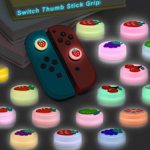 4Pc Luminous Light Fruit Series Thumb Stick Grip Caps Joystick Caps Protective Cover For Nintendo Switc/Lite Joy-Con Controller