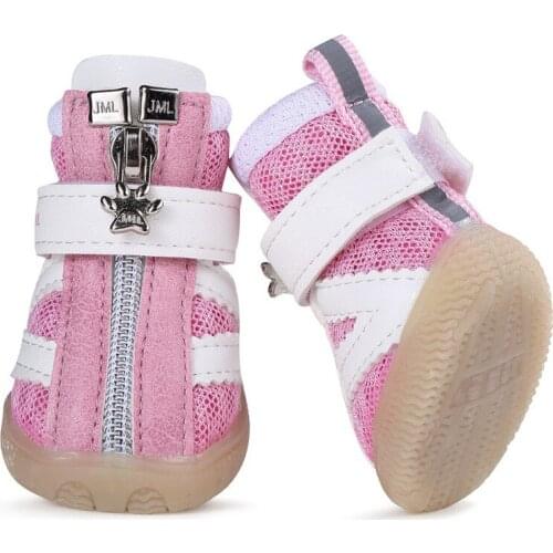 4PCS Non-slip Dog Shoes Small Dog Outdoor Shoes Mesh Breathable Dog Paw Protective Cover Boots S-XXL