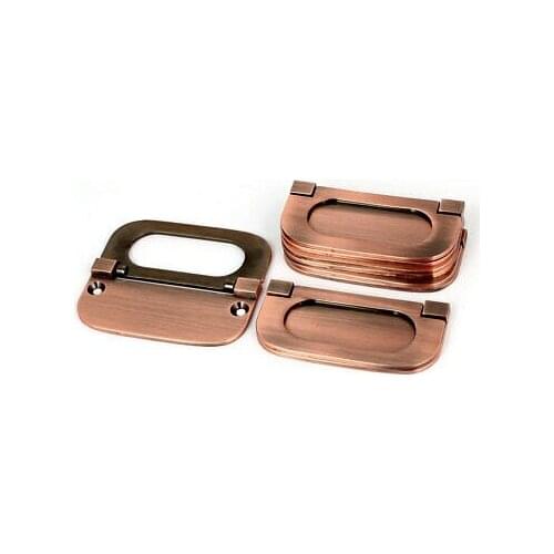 Cupboard Cabinet Drawer Metal Flush Mount Door Pull Handle Ring Copper Tone 5pcs