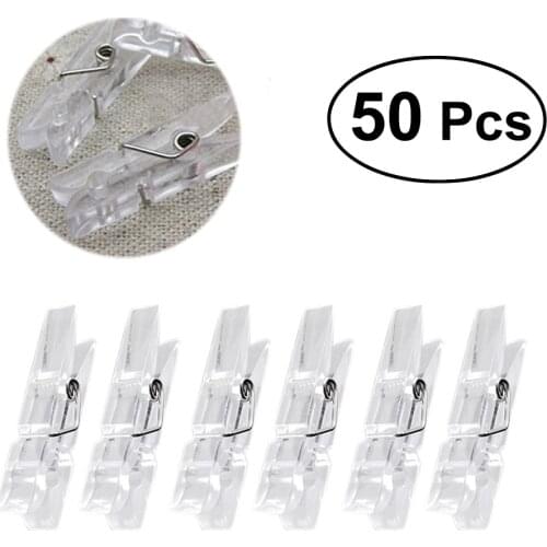 50pcs Spring Hanging Clips Clamps Plastic Clothes Pegs Plastic Mini Paper Photos Clip Home Clothing Hanger for Home Use