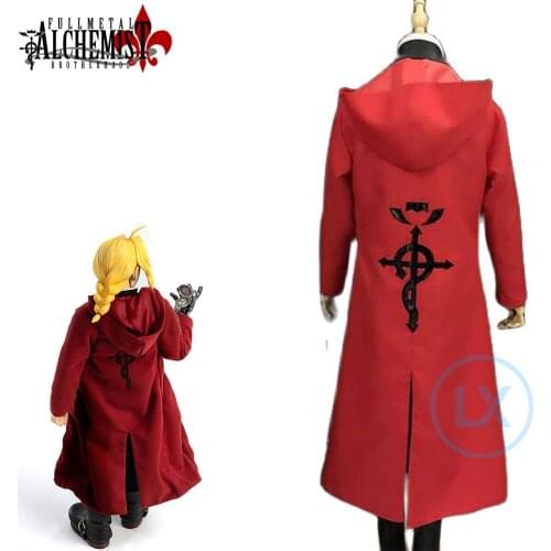 Anime Fullmetal Alchemist Cosplay Costume Edward Elric Cosplay Costume Hooded Coat Halloween Custom Made For Women Men