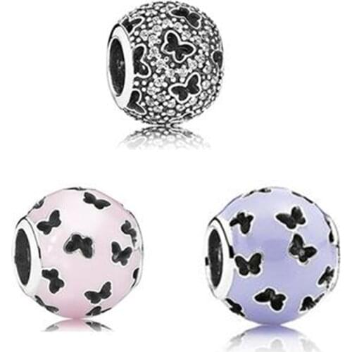 Butterfly Silhouette Charms For Jewelry Making Fit Original Charms 925 Silver Bracelets & Bangle Woman DIY Sterling Silver Beads