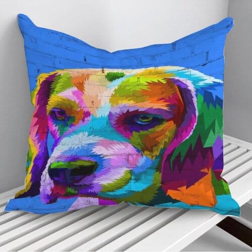 Beagle on blue Brick Wall Throw Pillows Cushion Cover On Sofa Home Decor 45*45cm 40*40cm Gift Pillowcase Cojines Dropshipping