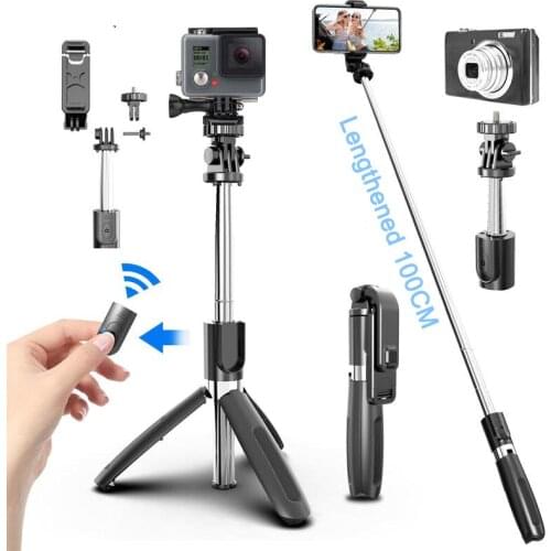 Wireless bluetooth Selfie Stick Tripod Foldable Tripod Monopods Universal For iphone Samsung S20 For Gopro Sports Action Camera