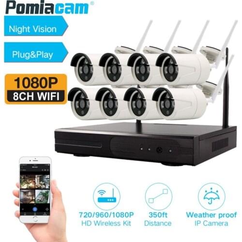 8CH 1080P Wireless NVR CCTV Security System 2.0MP IR Outdoor Waterproof Camera Wifi NVR Kit P2P Video Security Surveillance Set