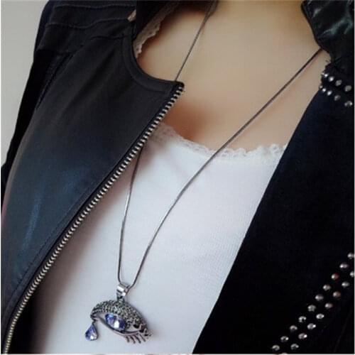 New Fation Exaggerate Accessories Magic Eye Crystal Tears Sweater Chain Female Necklace & Pendants Long Necklace