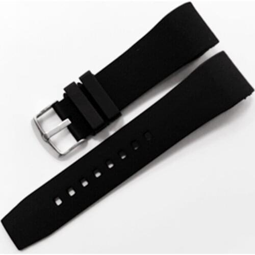 Black New 23mm Rubber Waterproof Watch Strap Band Watchband For San--tos 100 watch repalce