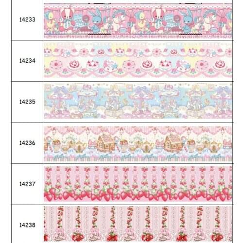 DHK 50yards Lo Printed Grosgrain Ribbon Accessory Hairbow Headwear Decoration DIY Wholesale OEM S1591