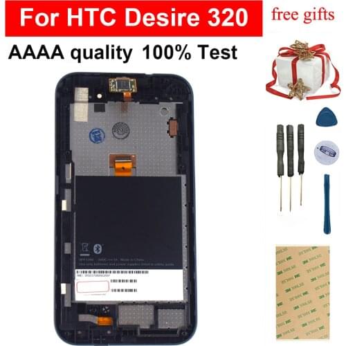 For HTC Desire 320 Full Touch Screen Digitizer Panel Glass + LCD Display Panel Monitor Module Assembly Frame
