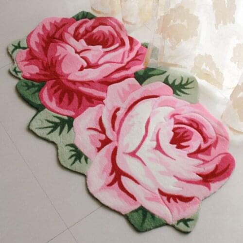 55X85CM Double Rose Doormat Soft Polyacrylonitrile Fiber Rugs And Carpet For Bedroom Cloakroom Area Rug Window/Kitchen Floor Mat