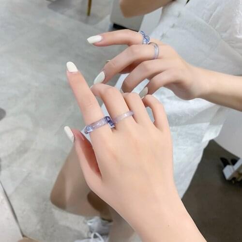 Two-Piece Acrylic Ring Fashion Personality Niche Design Sense Translucent Color Versatile Ring Multi-Color Optional