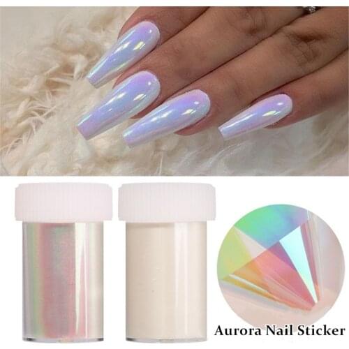 Nail Foils Pearl White Aurora Nail Art Transfer Sticker Marble Series Paper Flower Pattern Slider Nail Art Decals Decorations