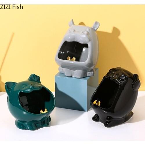 Northern Europe Animal Ceramic Ashtray Multifunctional Storage Tool Cigar Ashtray Modern Home Office Desktop Ashtray Ornaments