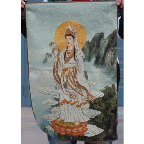Chinese Antique collection the Thangka embroidery Goddess of mercy diagram