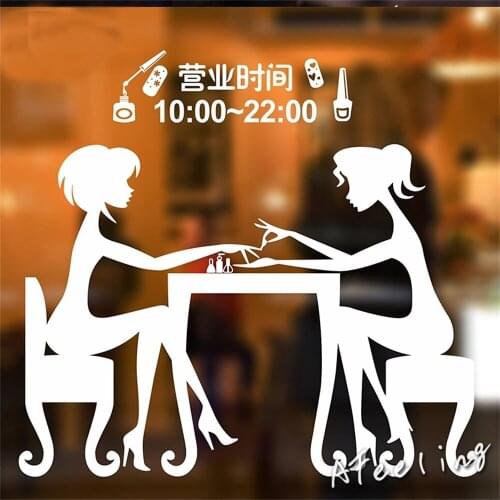 Nail Beauty Cosmetics Shop Business Hours Poster Sticker Women Girl Ads Banner Business Time Signage Advertising Wall Sticker
