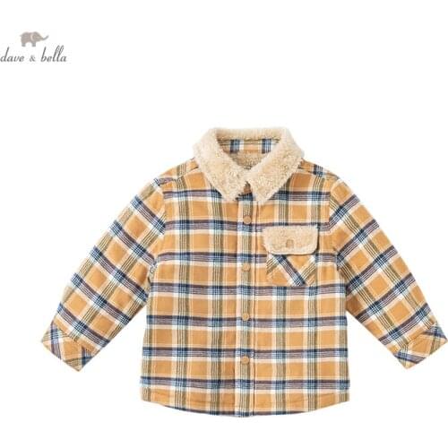 DBX20209 dave bella winter fashion baby boys plaid pockets shirts infant toddler tops children high quality clothes
