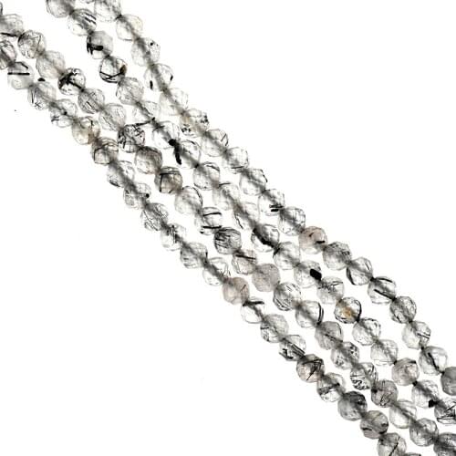 Fashion Style Faceted Light Black and Transparent 3-2mm Black Hair Crystal Stone Loose Beads 15inch For Bracelets Neckalce H543