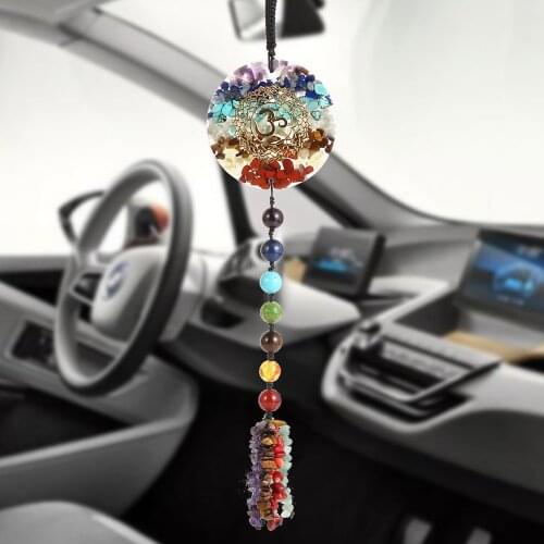 Natual Stone Chip Gravel 7 Chakras Home Window Long Decor Ornament Yoga OM Healing Orgone Energy Car Hanging Decorations Jewelry