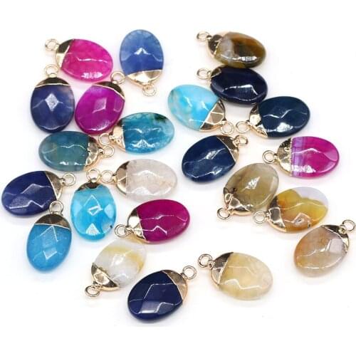Natural Stone Pendants Exquisite Faceted Oval Semi Precious Stone Charms for Jewelry Making Necklace Bracelet Gift