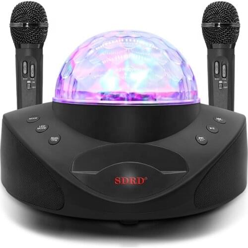 Disco Light Portable KTV Loud Sound Mixer Amplifier Karaoke System Speaker Musical Instrument With Wireless Mic Disco Light