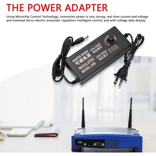 Electric Portable Power Supply Adapter Adjustable DC 9V-24V 3A Voltage Regulated Strong Toughness w/Digital Display