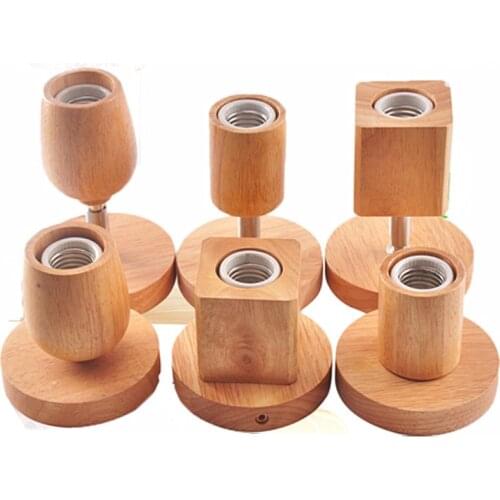 Retro Simple Wood Table Lamp E27 110V 220V Socket Vintage Desk Lamp Base Holder EU Plug Bedside Lamp Wooden Table ceiling Light