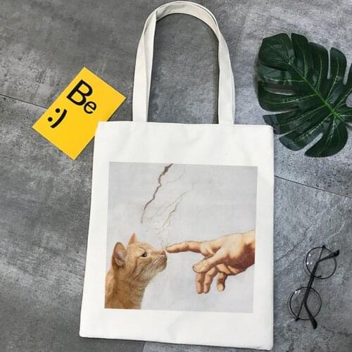 Cat shopping bag jute bag shopper shopping reusable bolso bolsa bag boodschappentas bolsas reutilizables sacola custom