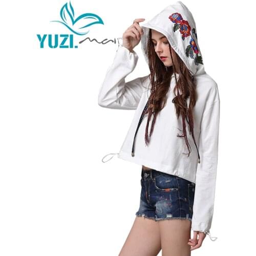 Sweatshirt For Women 2018 Yuzi.may Boho New Cotton Sweatshirts Long Sleeve Flower Embroidery Women Hoodies B9258 Shirts