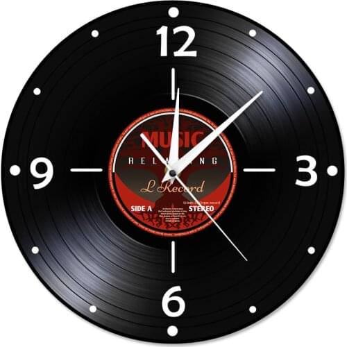 Vintage 12" Vinyl Music Gramophone Record Wall Clock 70s 80s Pop Genre Laser Cut Longplay Black Hanging Watch Horloge Klok