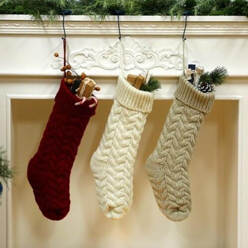 Knitted Christmas Stockings Decoration Christmas Gift Bag Fireplace Decoration Closet Door Window Decoration Christmas Gift