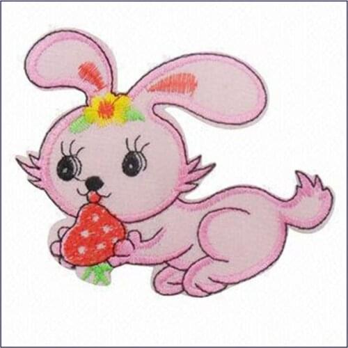 Embroidered Rabbit Patch Made by Twill with Heat Cut Edge and Iron On Backin Customized and MOQ50pcs free shipping