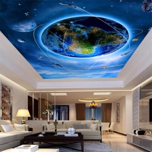 Wellyu Custom three-dimensional portrait wallpaper 3d beautiful earth pattern ceiling wallpaper tempered papel de parede 3d