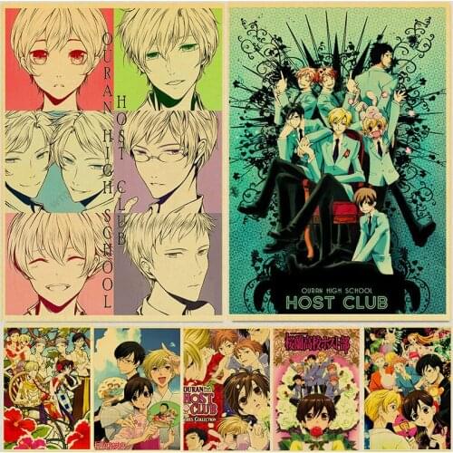 WTQ Japanese One Piece Retro Poster Ouran High School Host Club Anime Posters Wall Decor Wall Art Picture Room Decor Home Decor