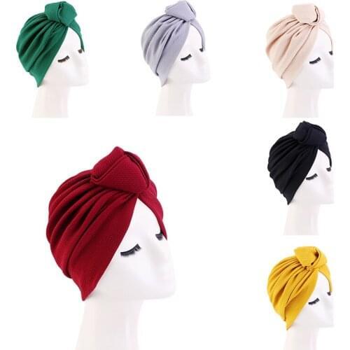 Women Cotton Knot Hijab Headwrap Bandana Turban Cap Headwear Muslim Cap Hair Scarf Summer Chemo Cap Beanies Hair Accessories