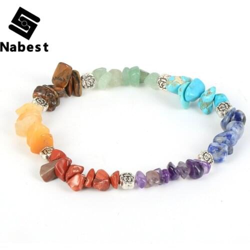 Women Men Natural Stone 7 Chakras Irregular Chip Gravel Bracelets Tiger Eye Amethysts Prayer Yaga Healing Balance Reiki Jewelry