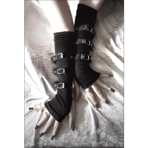 Steampunk Women Leather Elbow Gloves Black Gothic Arm Bracers Retro Medieval Bracers Bracelet Cosplay Costume DWY3679
