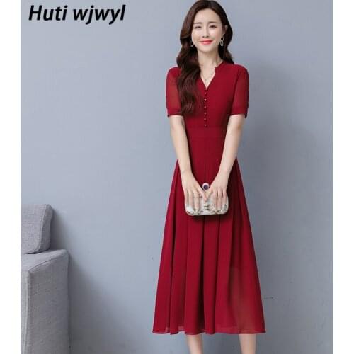 Summer Vintage 3XL Plus Size Solid Casual Beach Sundress 2021 Chiffon Boho Midi Dress Elegant Women Bodycon Party Maxi Vestidos