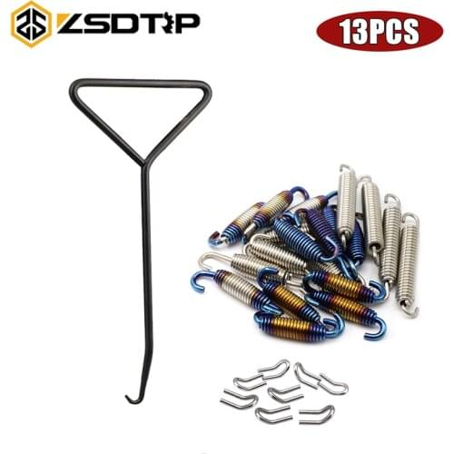 ZSDTRP 13Pcs 35mm/50mm/60mm/75mm Motorcycle Exhaust Pipe Muffler Mounting Spring Hook Puller Link Pipes Accessories