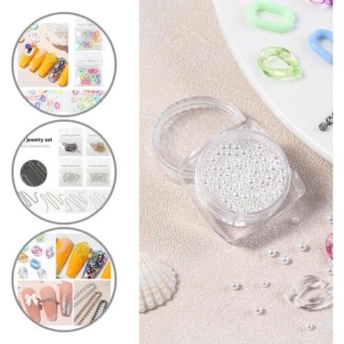 1Set Stunning Nail Ornament Butterfly Pearl Macaron Chain Kit Acrylic Nail Rhinestones Supplies Stripes-free for Dating