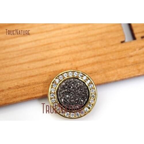 10Pcs Cz Micro Pave Pure Gold Color Circle Jewelry Findings Beads Copper Jewelry Findings Loose Beads On Sale 13mm BE12508