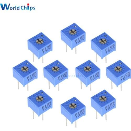 10pcs 3362P 101 102 103 104 105 201 202 203 204 501 502 503 504 Trimpo Trimmer Potentiometer 3362 500R 1K 2K 5K 10K 20K 50K 100K