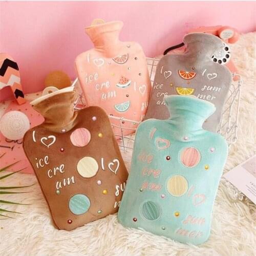 1000ml Cute Fruit Plush Warm Hot Water Bottle Mini Hot Water Bottles Portable Hand Warmer Girls Pocket Hand Feet Hot Water Bags