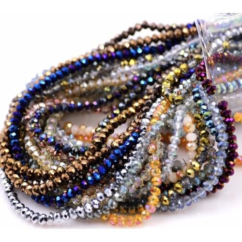 2/3/4mm Czech Glass Plated Rondelle Beads DIY Crystal Round Loose Faceted Beading Crafts Supplier For Making Jewelery Wholesale