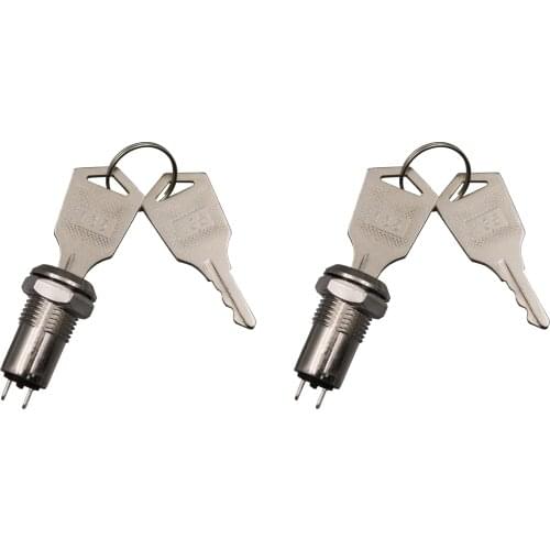 2Pcs Mini Key Switch SPST 2Pin ON-OFF Lock Switch 12mm Metal Shell With Two Keys